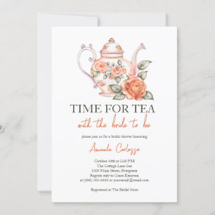 Elegant Time For Tea With The Bride Bridal shower Invitation