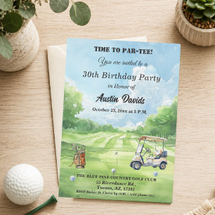 Elegant Time to Par-Tee 30th Golf Birthday Party Invitation