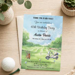 Elegant Time to Par-Tee 45th Golf Birthday Party Invitation