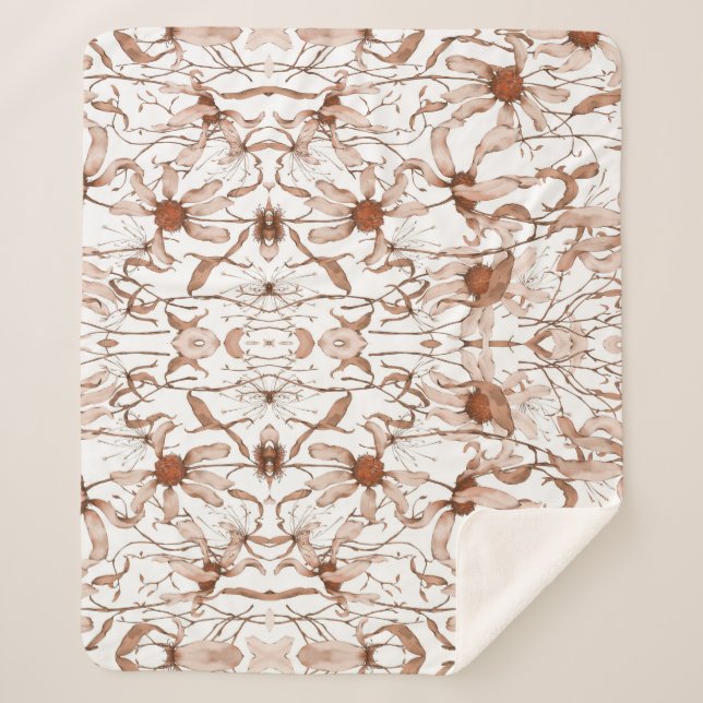 Elegant Timeless Flower Art Sherpa Blanket (Front)
