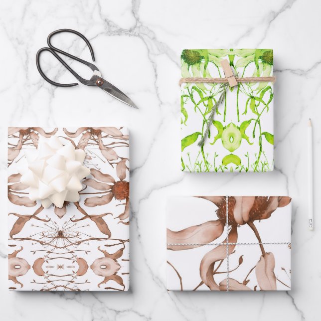 Elegant Timeless Flower Art Wrapping Paper Sheet (Front)