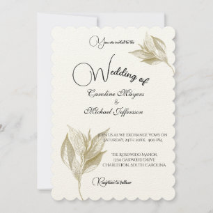 Elegant Timeless Foliage Golden Minimalism Invitation