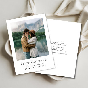 Elegant Timeless Minimal Wedding Lakeside Photo Save The Date