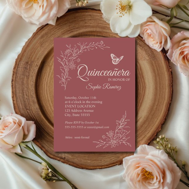 Elegant Timeless Rose Mauve Quinceañera Invitation (Creator Uploaded)