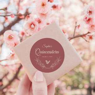 Elegant Timeless Rose Mauve Quinceañera Sticker