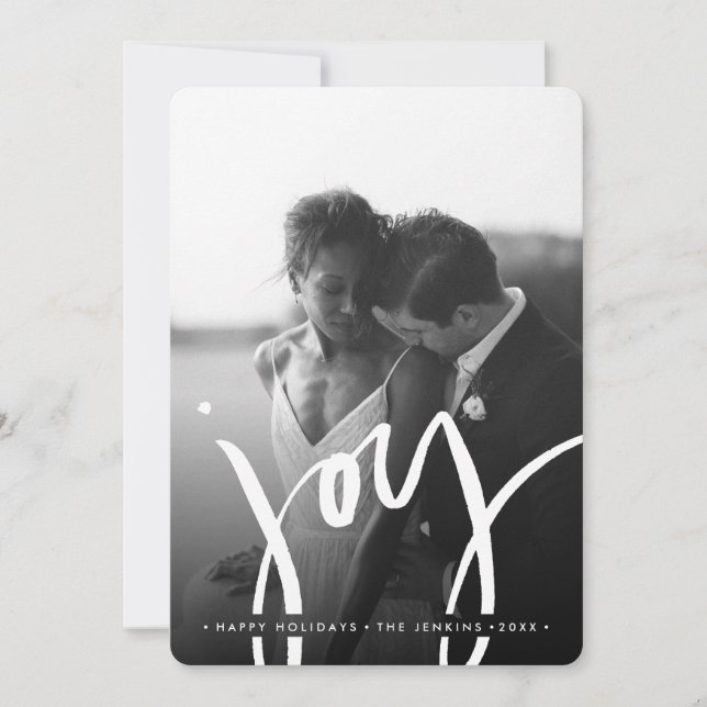 Elegant  Timeless Simple JOY HOLIDAYS PHOTO Holiday Card (Front)