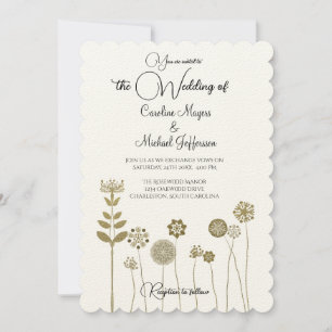 Elegant Timeless Soft Gold Floral Minimalism Invitation