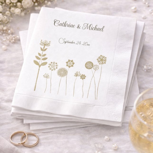 Elegant Timeless Soft Gold Floral Minimalism Napkin (Creator Uploaded)