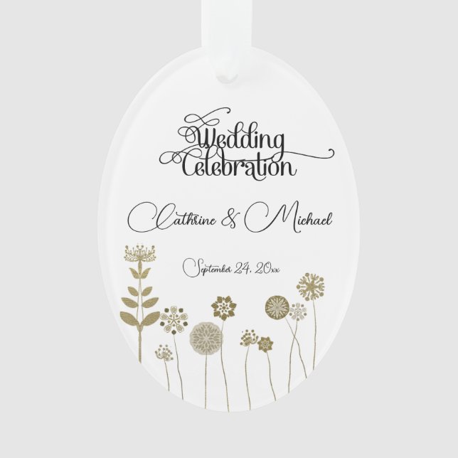 Elegant Timeless Soft Gold Floral Minimalism Ornament (Front)