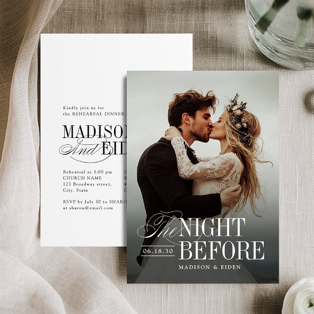 Elegant Timeless Typography Photo The Night Before Invitation (Elegant Timeless Typography Photo The Night Before Invitation)