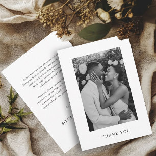 Elegant Timeless Wedding Photo Keepsake Thank You Card