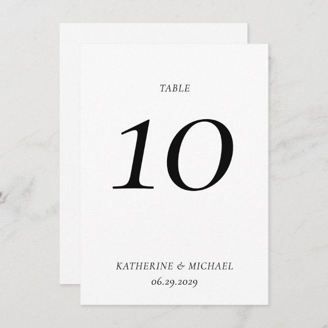 Elegant Timeless White Large Wedding Table Number (Front/Back)