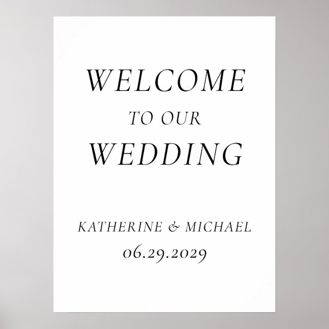 Elegant Timeless White Wedding Reception Sign (Front)