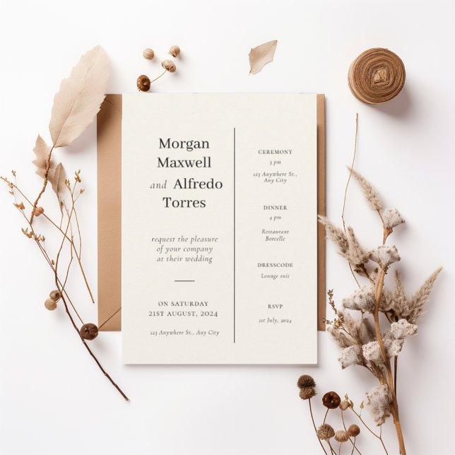 Elegant Timeline Ceremony & Reception Details  Invitation (Creator Uploaded)
