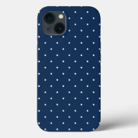 elegant tiny navy blue white polka dots pattern
