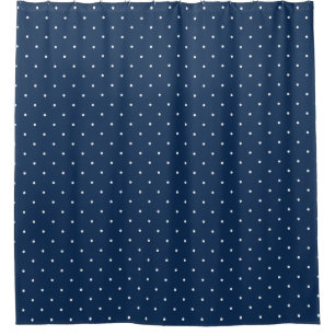 elegant tiny navy blue white polka dots pattern shower curtain