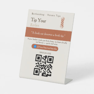 Elegant Tip Your Barista QR Code Sign   Venmo Tips