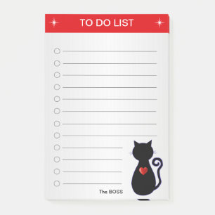 Elegant To Do List & Black Cat Silhouette on Grey Post-it Notes