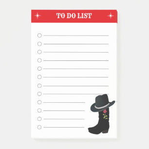 Elegant To Do List & Country Boots & Hat Post-it Notes