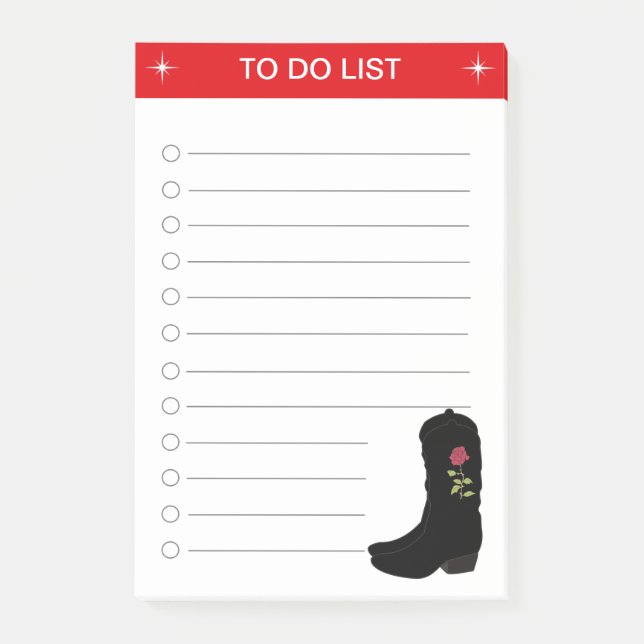 Elegant To Do List & Country Boots Post-it Notes (Front)