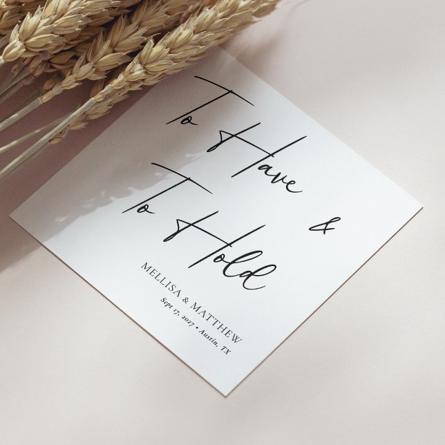 Elegant 'To Have and to Hold' Personalised Wedding Napkin (Personalized Elegant 'To Have and to Hold' Personalized Wedding Napkins)