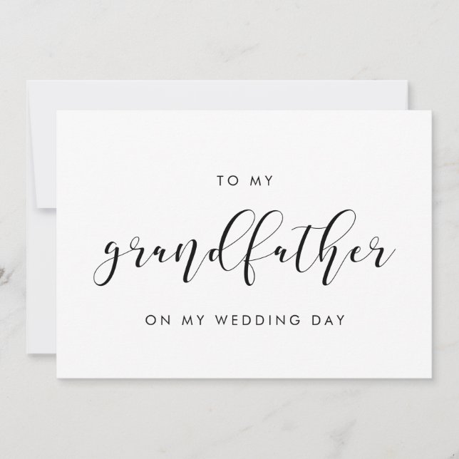 Elegant To my Grandfather on my wedding day card (Front)