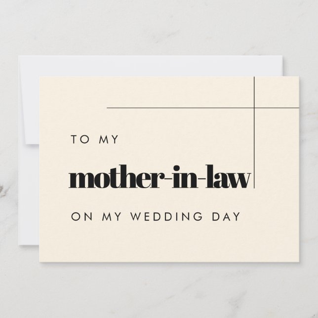 Elegant To my mother in law on my wedding day card (Front)