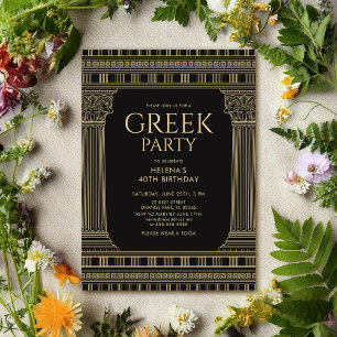 Elegant Toga Party design with temple columns Invitation