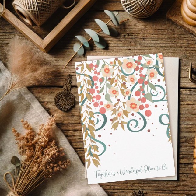 Elegant Together Quote Wedding Pretty Floral Card (Creator Uploaded)