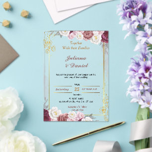 Elegant Together with their Families Wedding  Acrylic Invitations