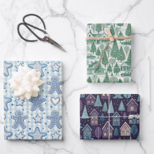 Elegant Toile Christmas Winter Holiday Pattern Wrapping Paper Sheet
