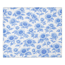 Elegant Toile du Jouy Sunflowers – Blue Botanical 