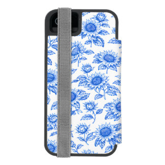 Elegant Toile du Jouy Sunflowers – Blue Botanical  Incipio Watson™ iPhone 5 Wallet Case