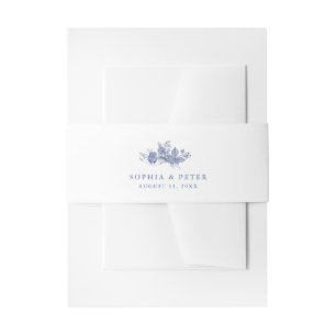 Elegant Toile French Blue Floral Belly Band Invitation Belly Band