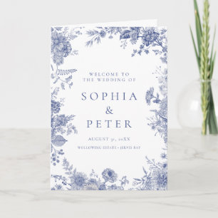 Elegant Toile French Blue Floral Ceremony Program