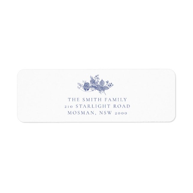 Elegant Toile French Blue Return Address Label (Front)