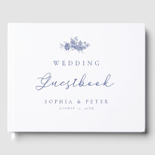Elegant Toile French Blue Wedding Guest Book