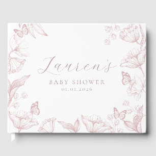 Elegant Toile Print Nature Baby Shower Guest Book