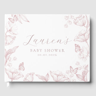 Elegant Toile Print Nature Baby Shower Guest Book