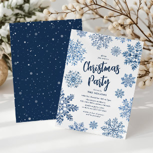 Elegant Toile Snowflake Christmas Party Invitation