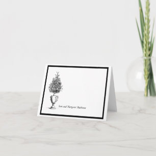 Elegant Topiary Floral Vase Custom Blank Folded Note Card
