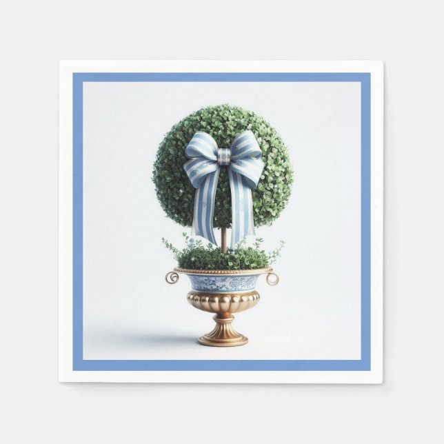 Elegant Topiary with Bow Napkin (Front)