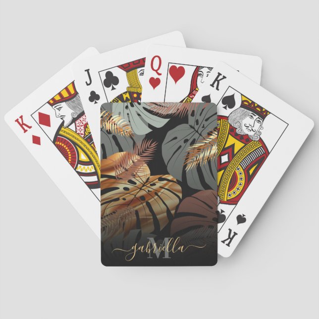 Elegant Topical Leaves Playing Cards (Back)