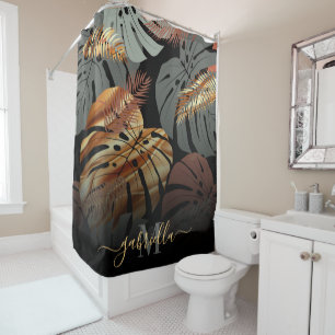 Elegant Topical Leaves Shower Curtain