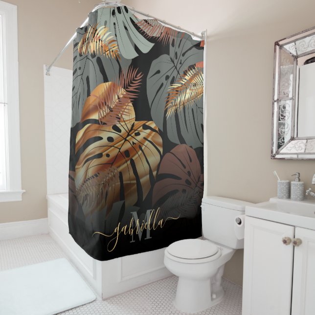 Elegant Topical Leaves Shower Curtain (In Situ)