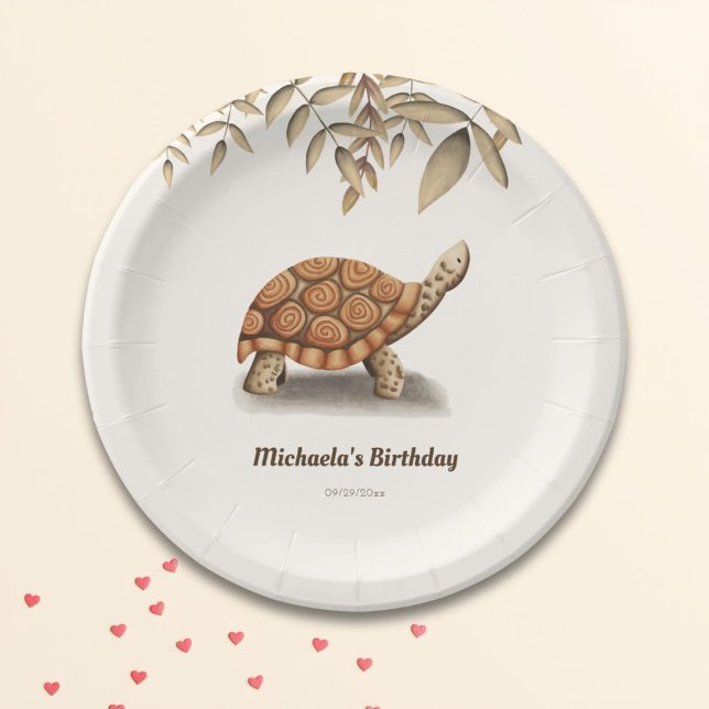Elegant Tortoise Birthday Party Paper Plate (Creator Uploaded)