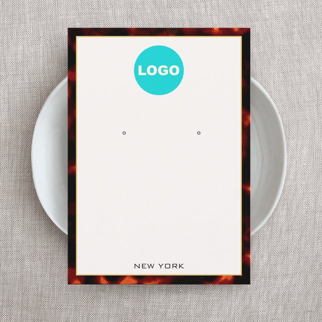 Elegant Tortoise Shell  Add  Logo Earring  Business Card (Creator Uploaded)