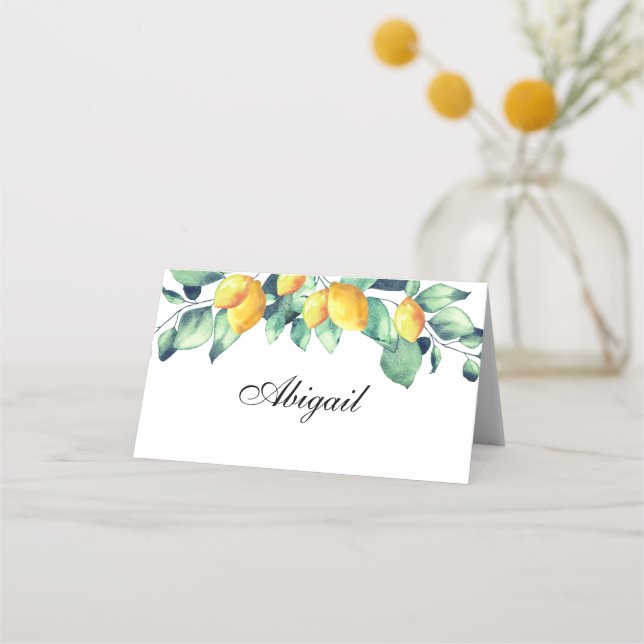 Elegant Toscana Wedding White Green Place Card (Front)