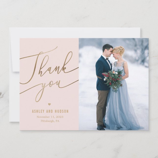 Elegant Touch Editable Colour Wedding Thank You Card (Front)