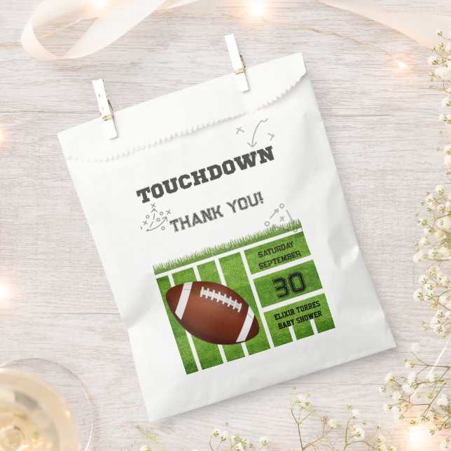 Elegant Touchdown Football Baby Shower Favour Bag (Clipped)